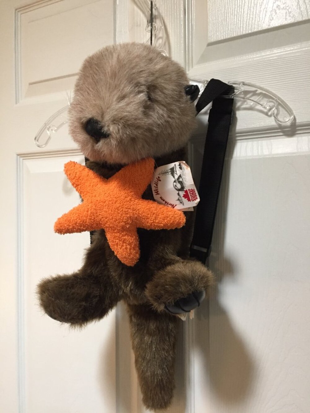 Stuffed Animal House Sea Otter w/ Starfish Plush Backpack Faux Fur Plush Bag NWT